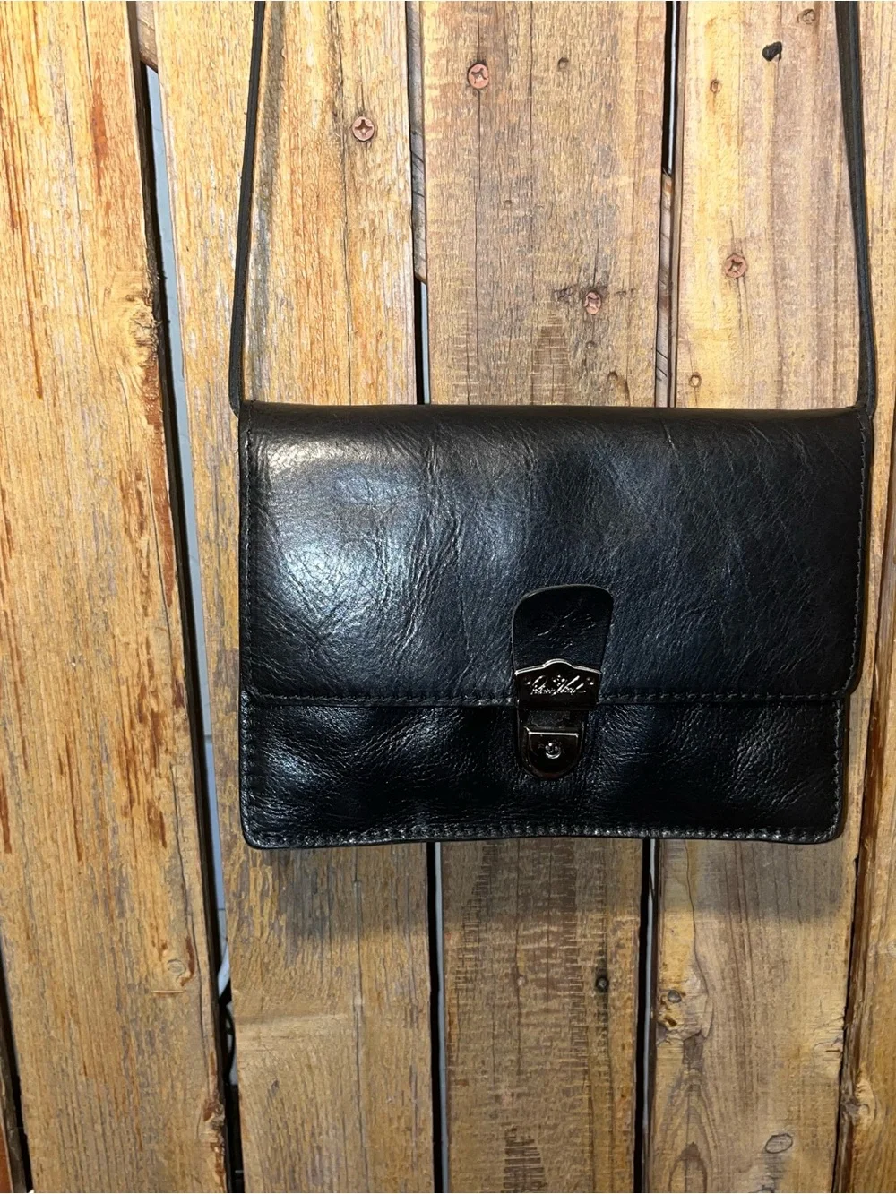 Patricia Nash Black Leather  Shoulder Bag